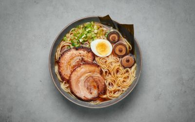 ramen bowl filled with juicy chashu