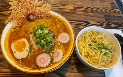 ramen bowl filled with juicy chashu pork
